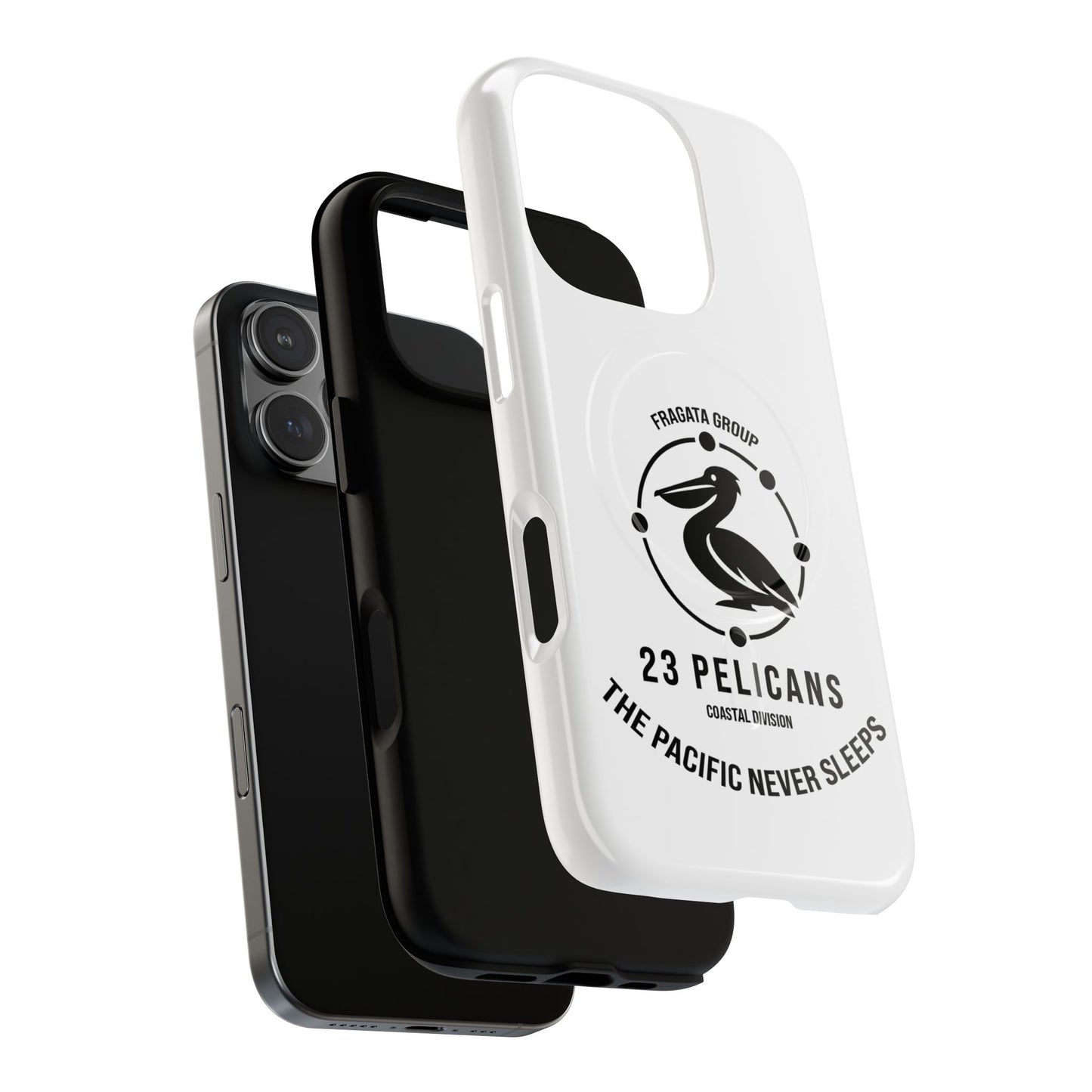 The Pacific Never Sleeps – White Phone Case | Pelican Signal | 23 Pelicans