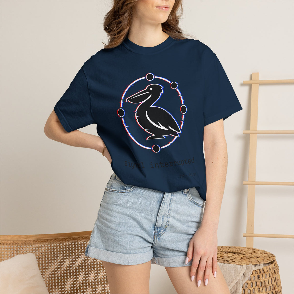 23 Pelicans Glitch Signal Tee | Minimal Distortion Logo Shirt | Glitch Reality Collection