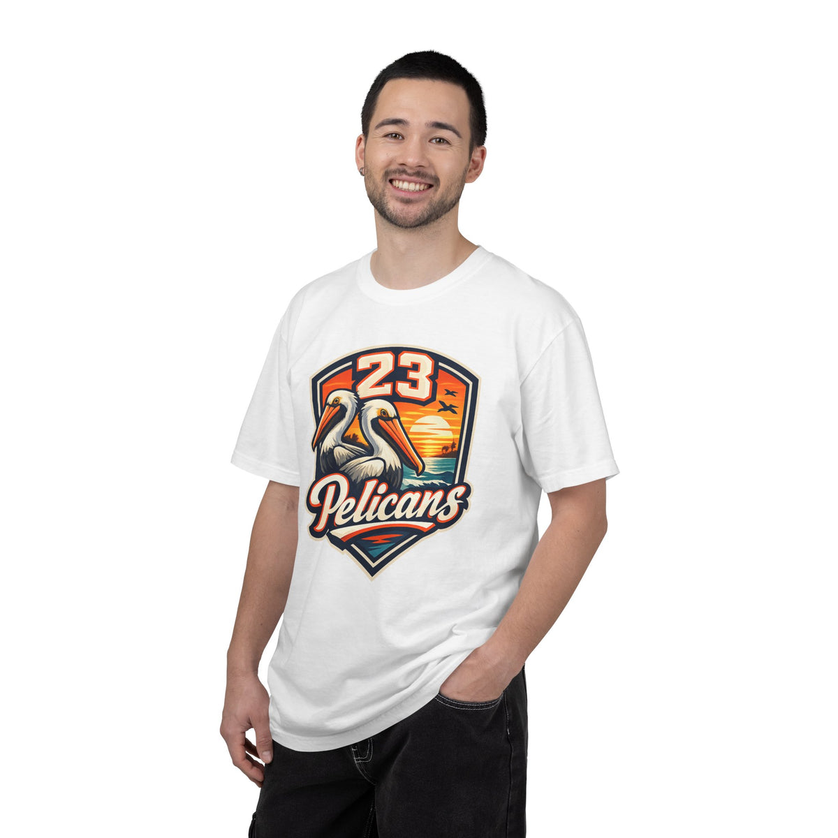Spirit 23 Tee – Pelicans & Palm Graphic T-Shirt | Pelican Signal | 23 Pelicans