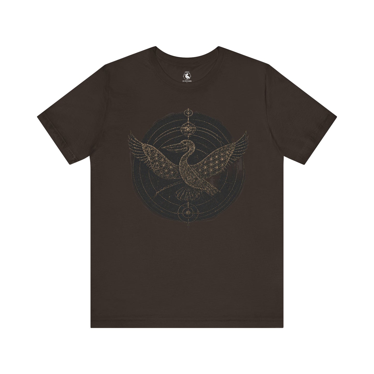 23 Pelicans Crop Circle Tee | Sacred Geometry Pelican Shirt | Premium Mystery Streetwear - fainted variant