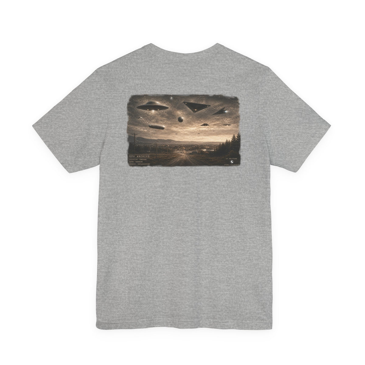 UFO Archive Tee | Unclassified Aerial Sightings Shirt | Tic Tac & Saucer Formation | 23 Pelicans