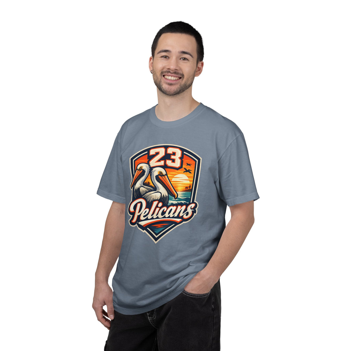 Spirit 23 Tee – Pelicans & Palm Graphic T-Shirt | Pelican Signal | 23 Pelicans