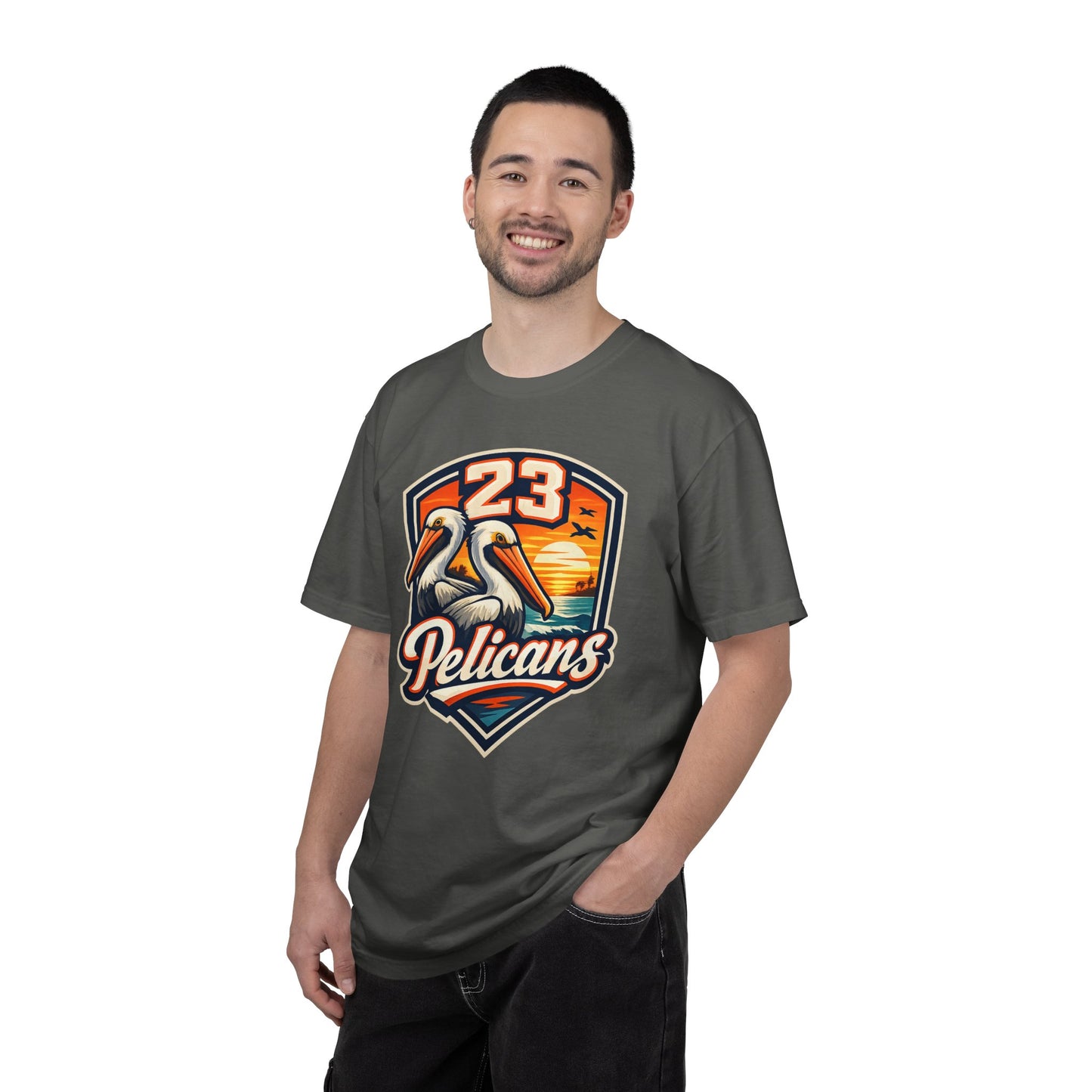 Spirit 23 Tee – Pelicans & Palm Graphic T-Shirt | Pelican Signal | 23 Pelicans
