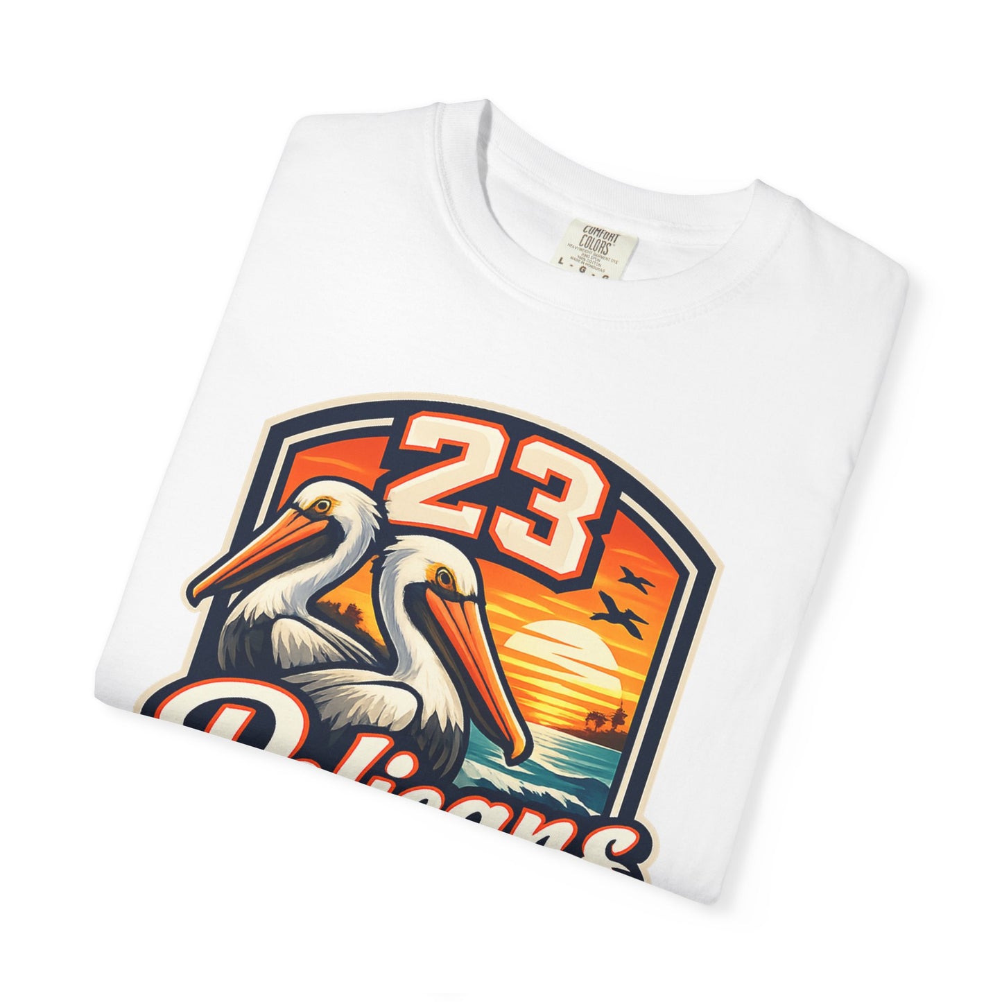 Spirit 23 Tee – Pelicans & Palm Graphic T-Shirt | Pelican Signal | 23 Pelicans