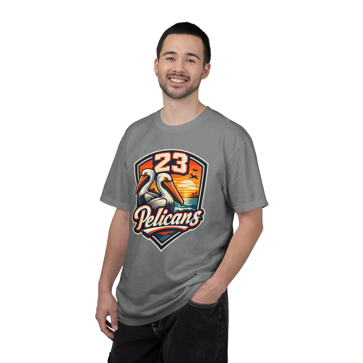 Spirit 23 Tee – Pelicans & Palm Graphic T-Shirt | Pelican Signal | 23 Pelicans