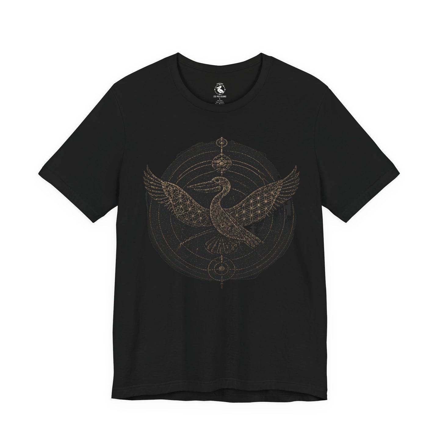 23 Pelicans Crop Circle Tee | Sacred Geometry Pelican Shirt | Premium Mystery Streetwear - fainted variant