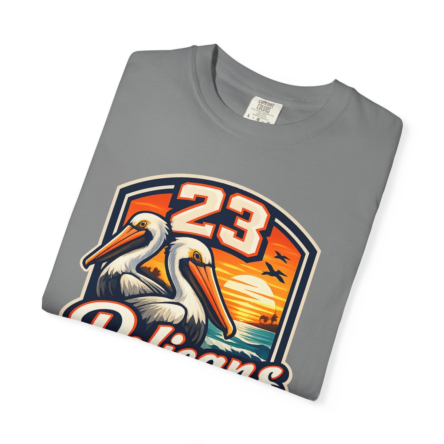 Spirit 23 Tee – Pelicans & Palm Graphic T-Shirt | Pelican Signal | 23 Pelicans