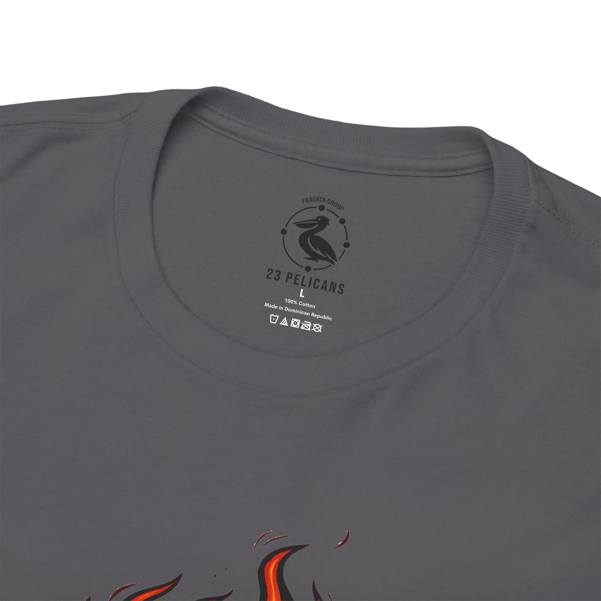 Flaming Double Skull Tee – Gothic Rock Skull T-Shirt | Pelican Lab Series | 23 Pelicans
