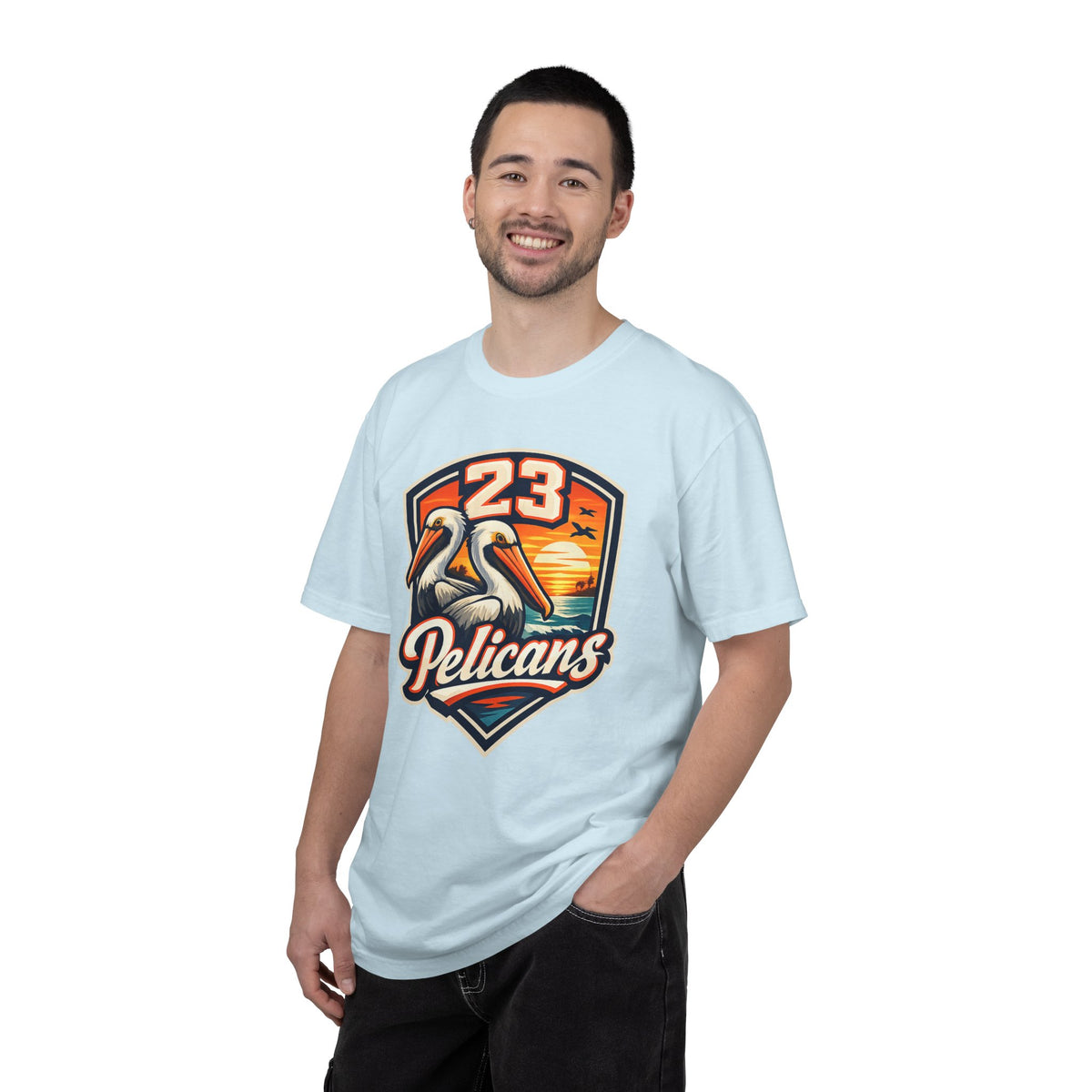 Spirit 23 Tee – Pelicans & Palm Graphic T-Shirt | Pelican Signal | 23 Pelicans