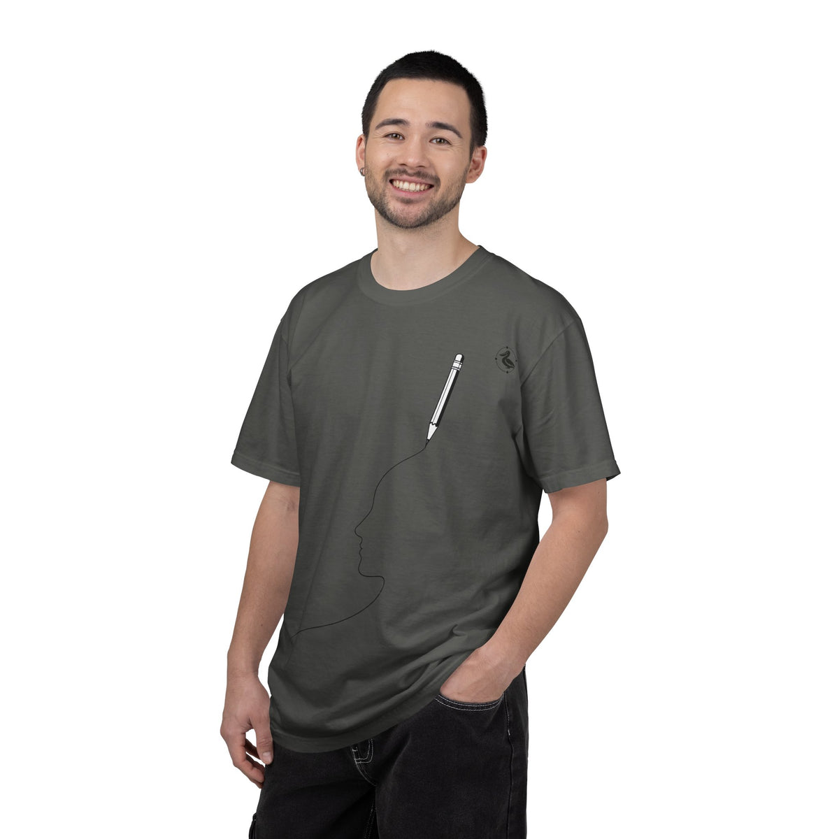 T-Shirt — Minimalist Pencil Head Outline Tee