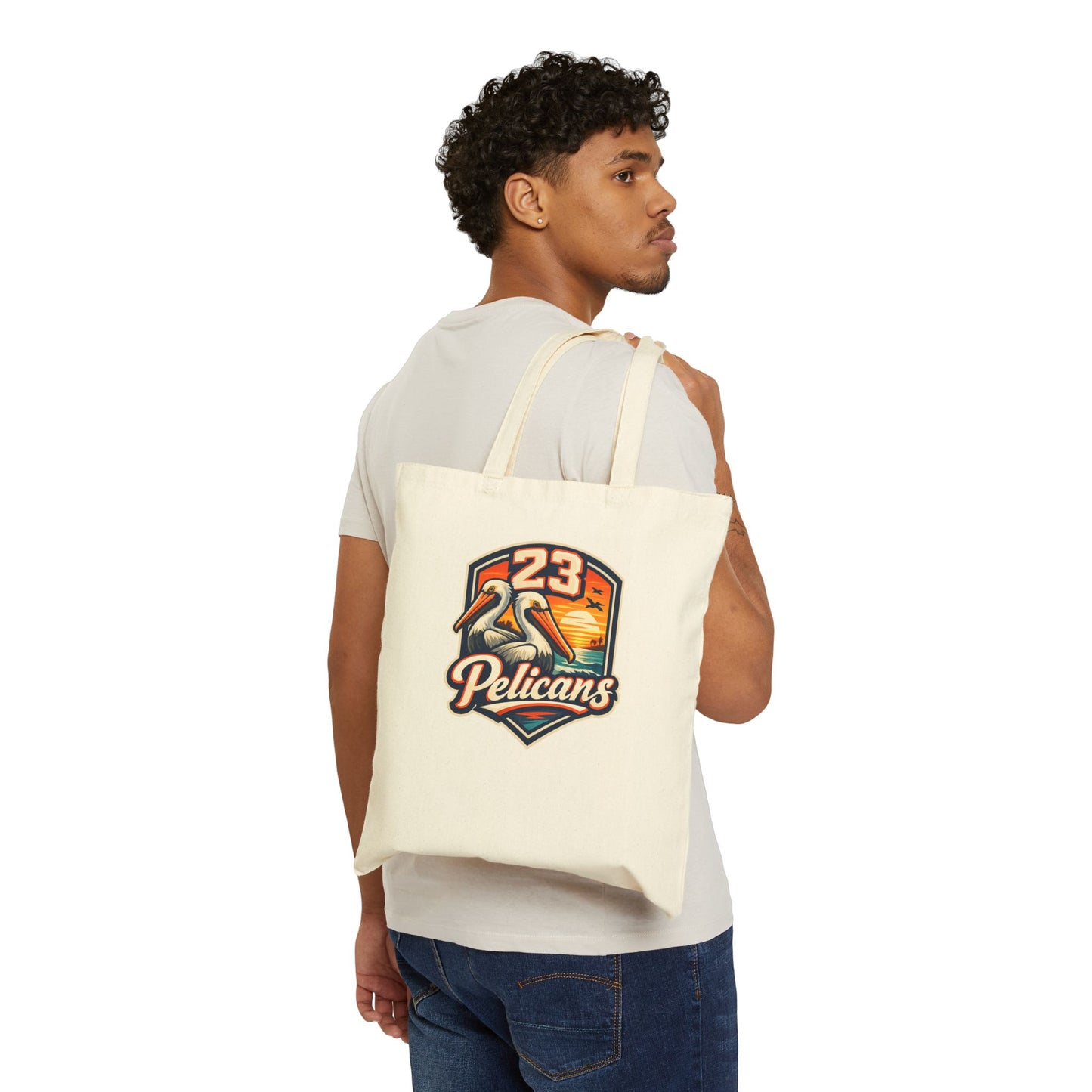 Spirit 23 Tote Bag – Pelicans & Palm Graphic | Pelican Signal | 23 Pelicans