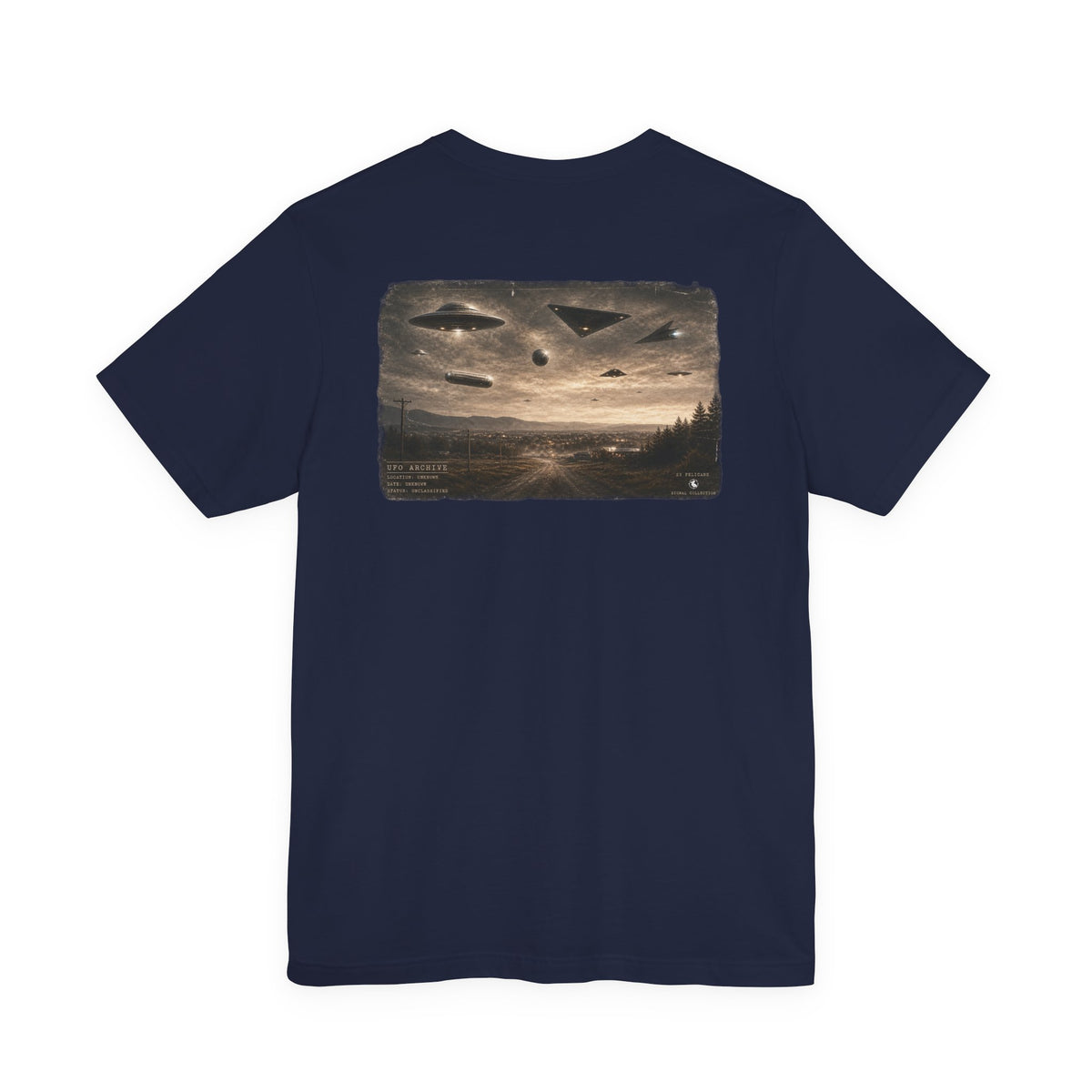 UFO Archive Tee | Unclassified Aerial Sightings Shirt | Tic Tac & Saucer Formation | 23 Pelicans