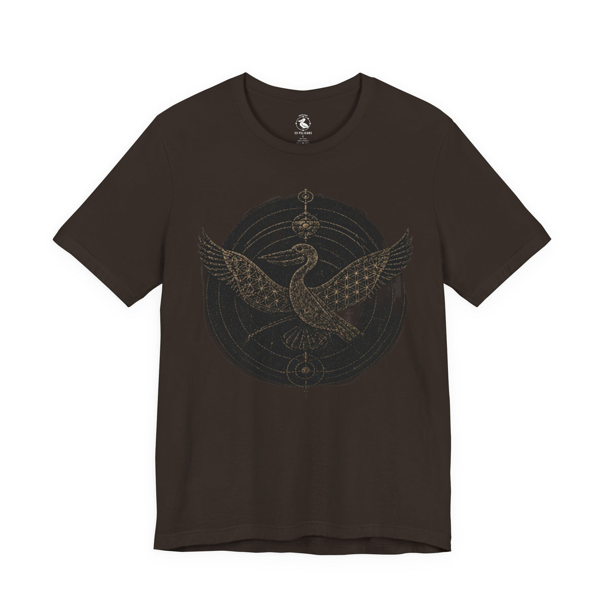 23 Pelicans Crop Circle Tee | Sacred Geometry Pelican Shirt | Premium Mystery Streetwear - fainted variant