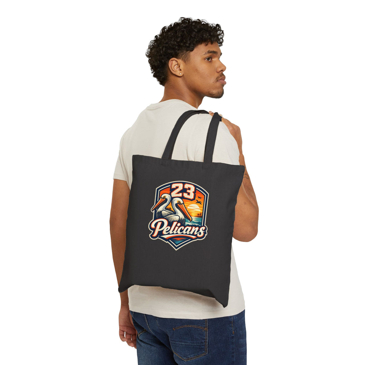 Spirit 23 Tote Bag – Pelicans & Palm Graphic | Pelican Signal | 23 Pelicans