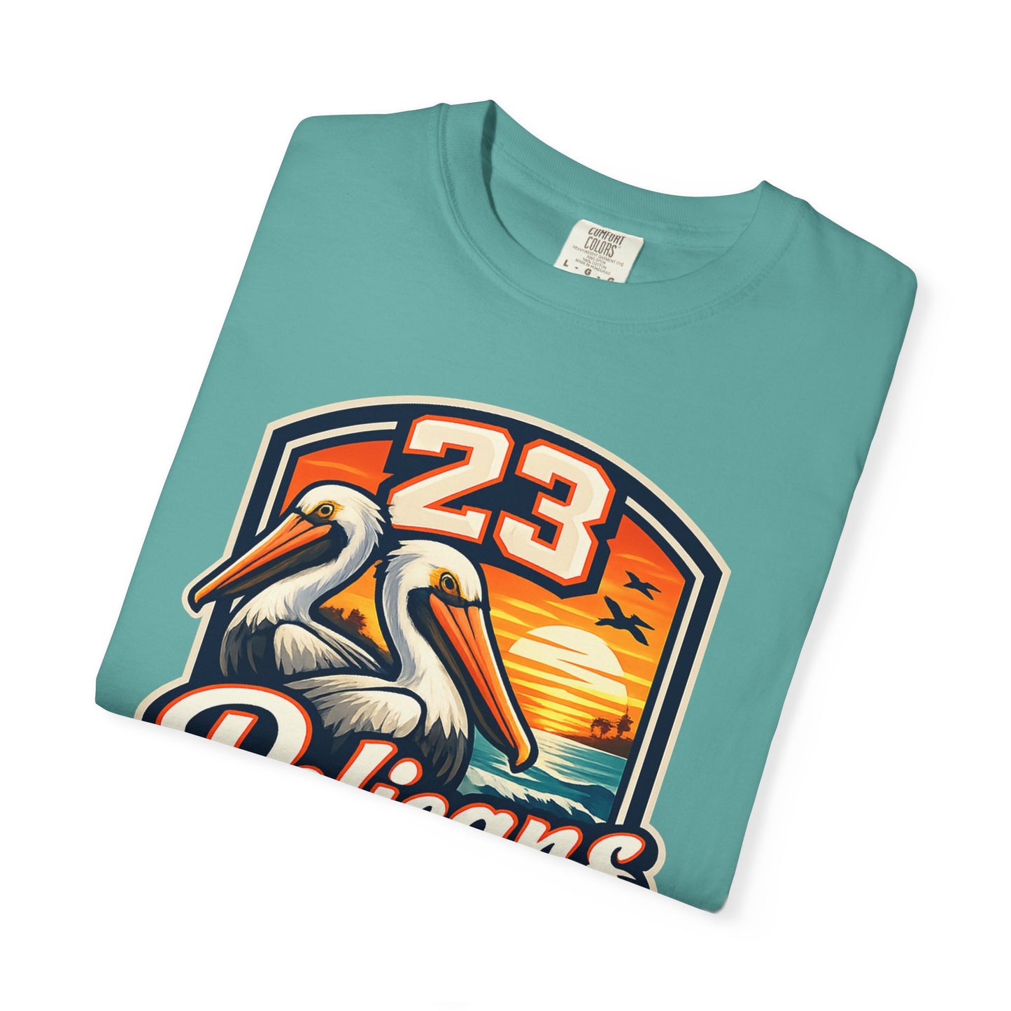 Spirit 23 Tee – Pelicans & Palm Graphic T-Shirt | Pelican Signal | 23 Pelicans