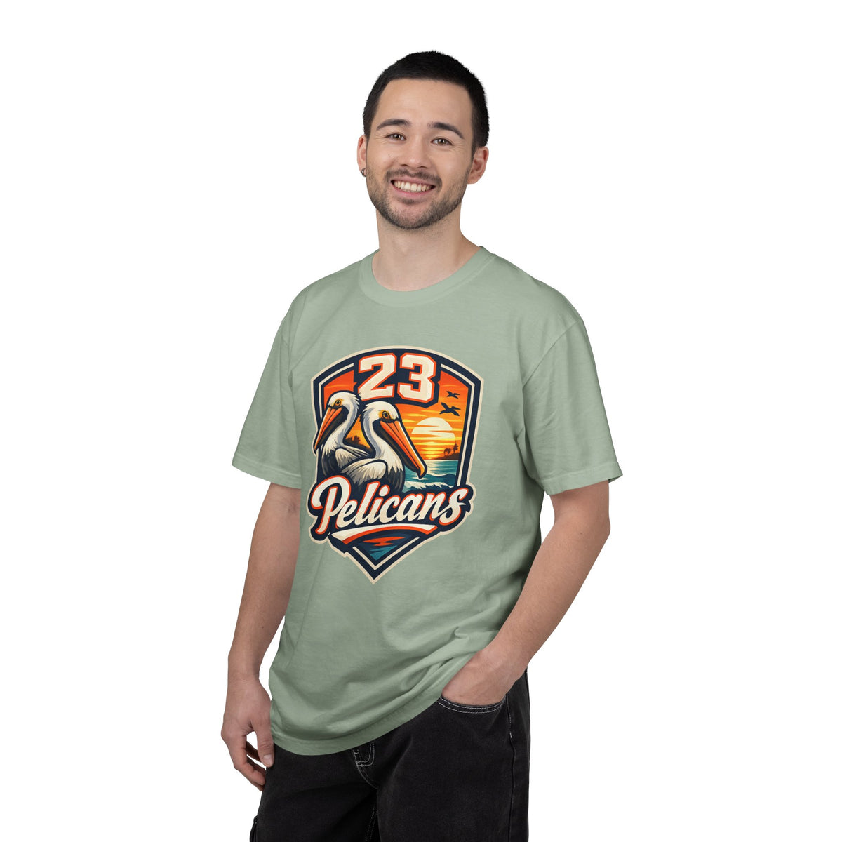 Spirit 23 Tee – Pelicans & Palm Graphic T-Shirt | Pelican Signal | 23 Pelicans