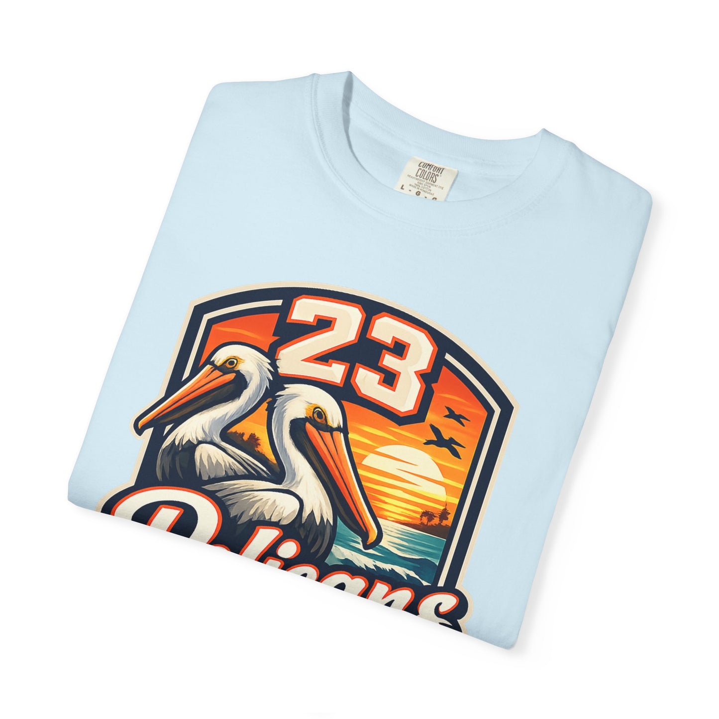 Spirit 23 Tee – Pelicans & Palm Graphic T-Shirt | Pelican Signal | 23 Pelicans
