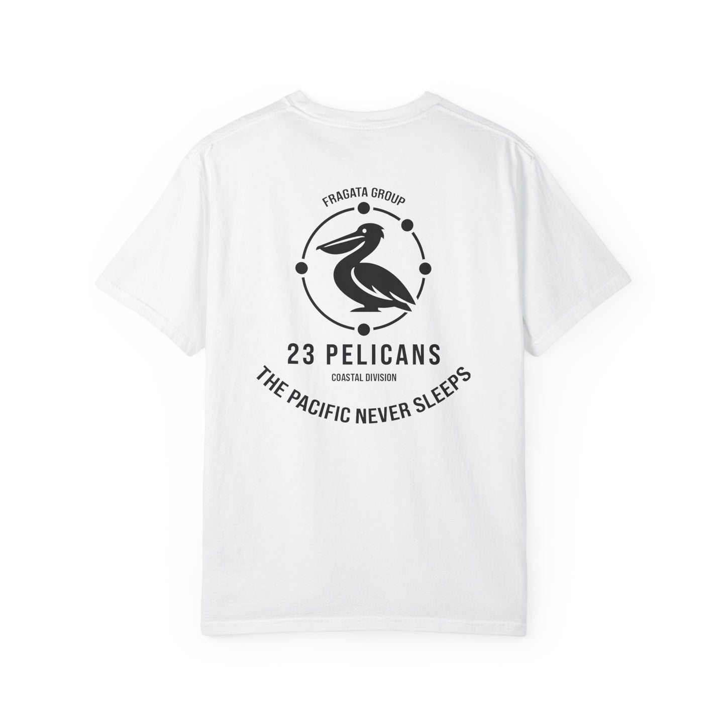 23 Pelicans Coastal Division T-Shirt | Pacific Never Sleeps Graphic Tee | Minimal Ocean Streetwear Shirt
