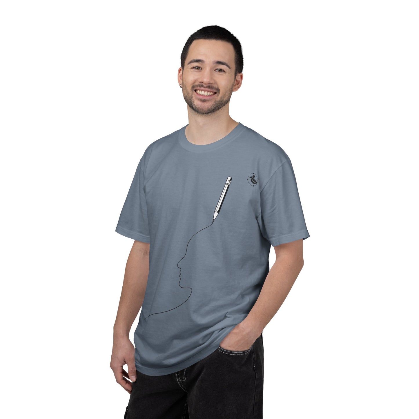 T-Shirt — Minimalist Pencil Head Outline Tee