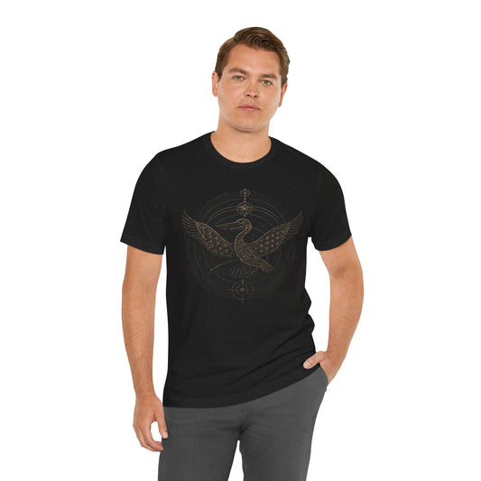 23 Pelicans Crop Circle Tee | Sacred Geometry Pelican Shirt | Premium Mystery Streetwear - fainted variant