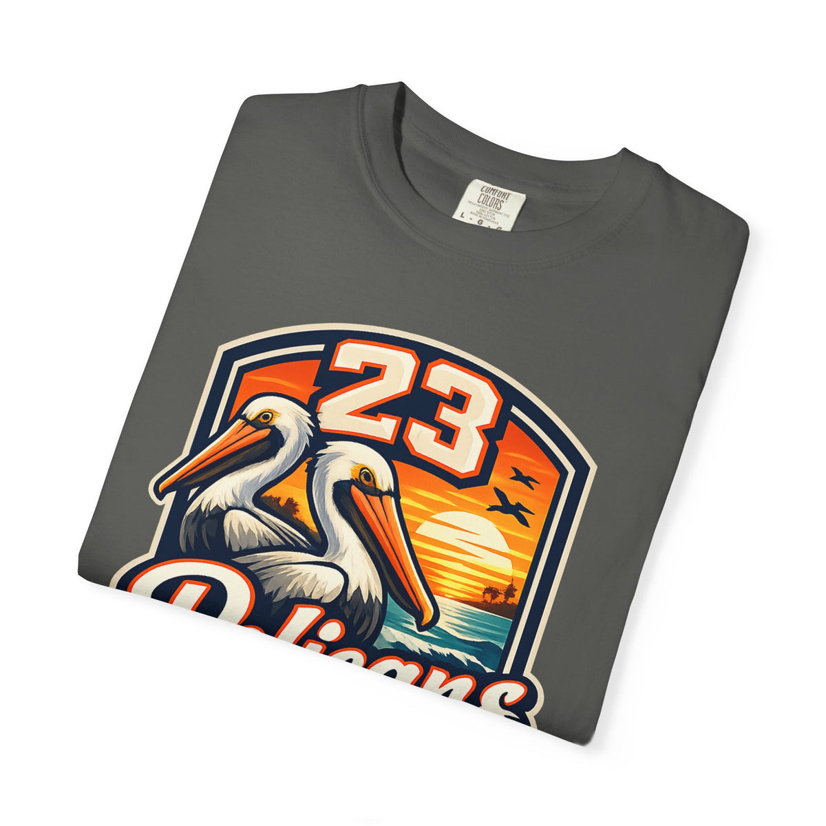 Spirit 23 Tee – Pelicans & Palm Graphic T-Shirt | Pelican Signal | 23 Pelicans