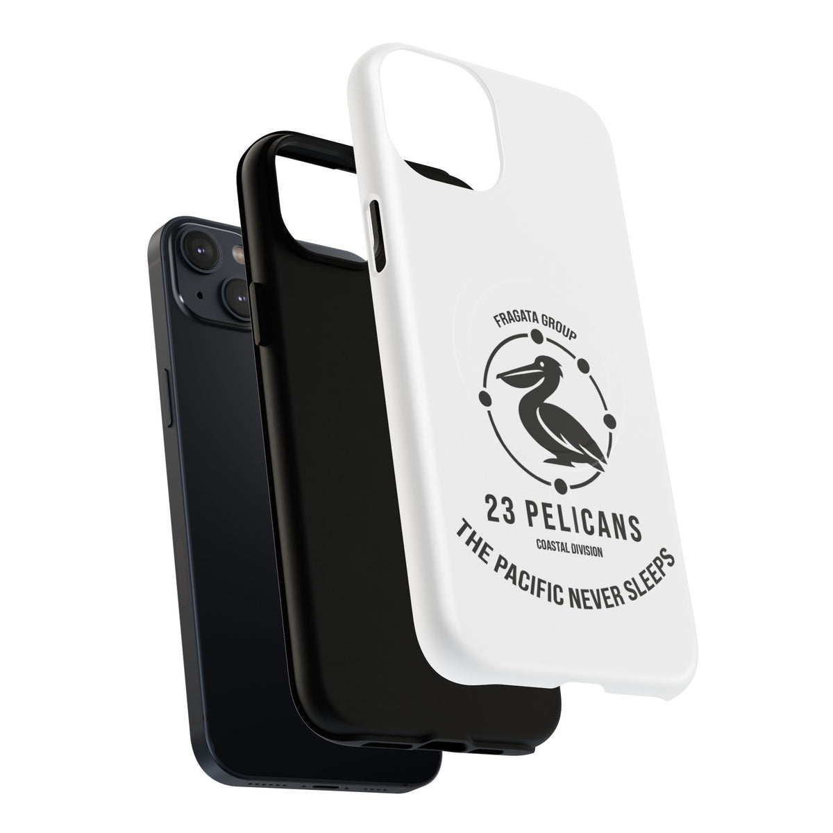 The Pacific Never Sleeps – White Phone Case | Pelican Signal | 23 Pelicans