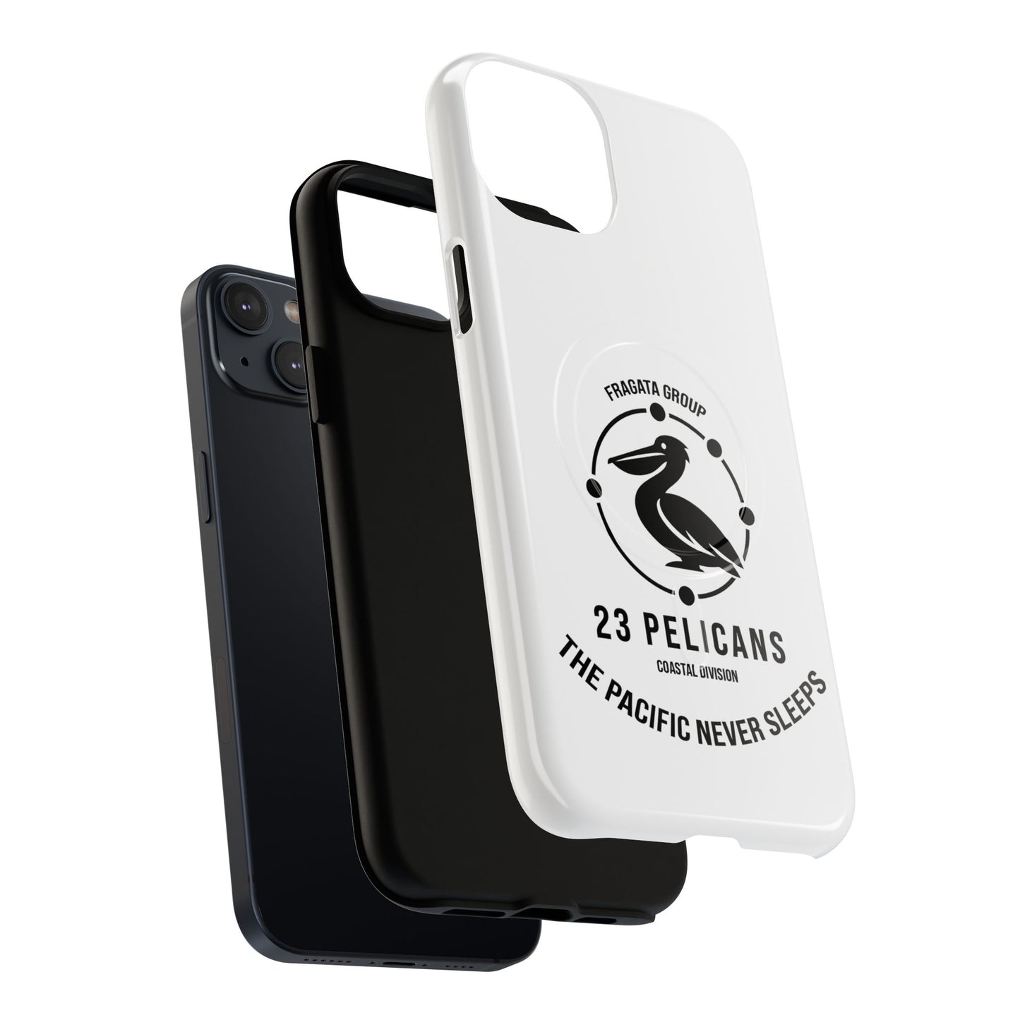 The Pacific Never Sleeps – White Phone Case | Pelican Signal | 23 Pelicans