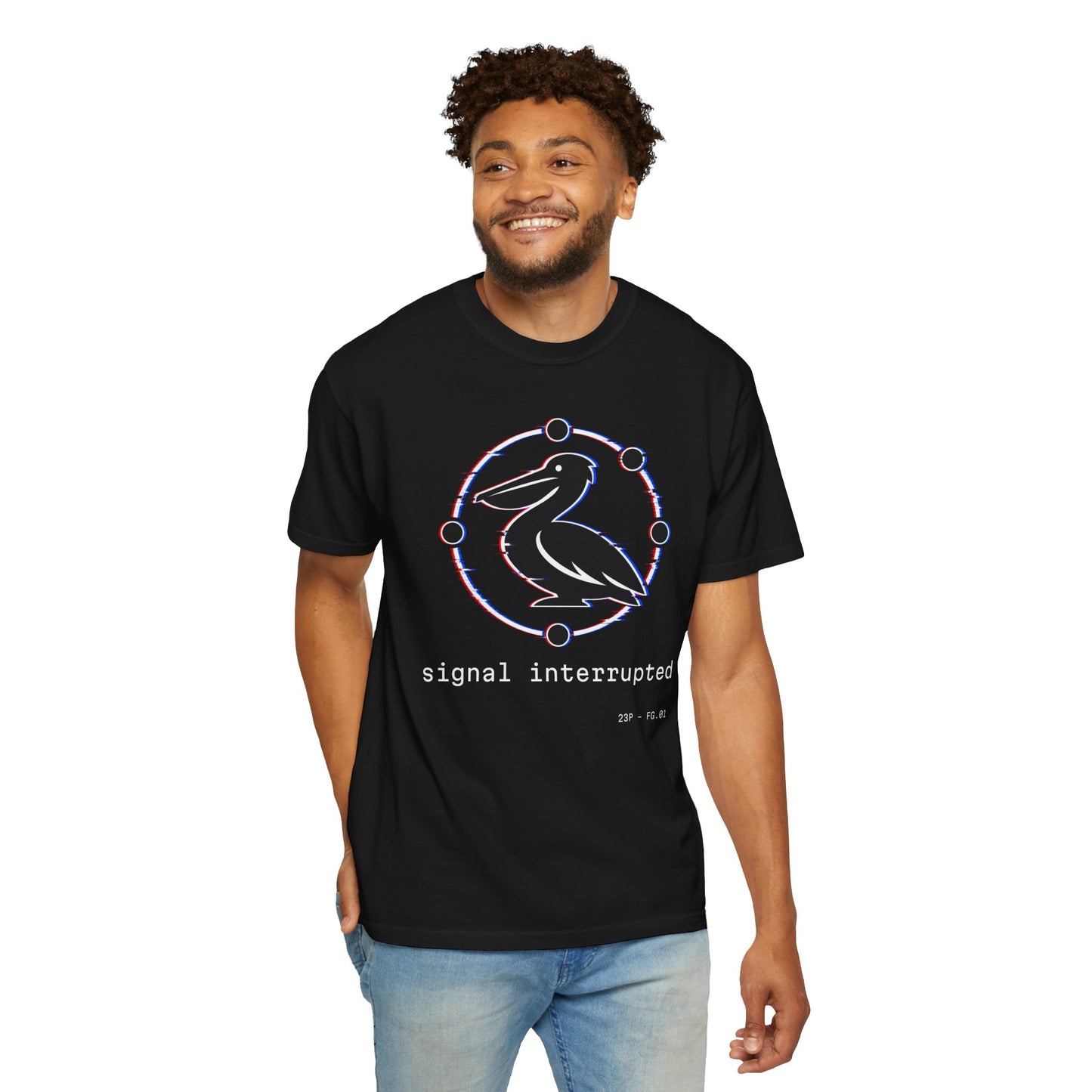 23 Pelicans Glitch Signal Tee | Minimal Distortion Logo Shirt | Glitch Reality Collection