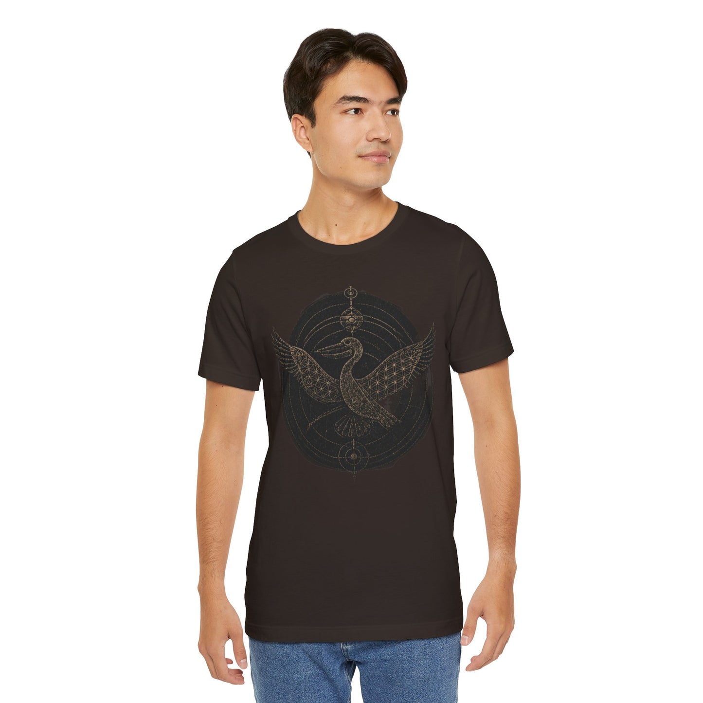 23 Pelicans Crop Circle Tee | Sacred Geometry Pelican Shirt | Premium Mystery Streetwear - fainted variant