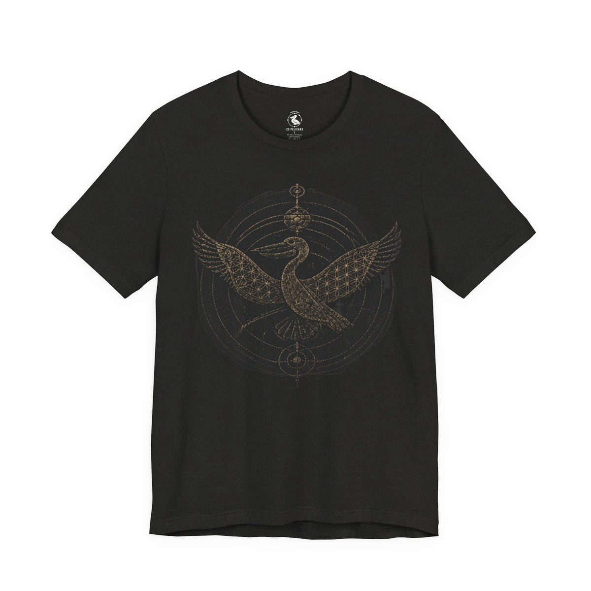 23 Pelicans Crop Circle Tee | Sacred Geometry Pelican Shirt | Premium Mystery Streetwear - fainted variant