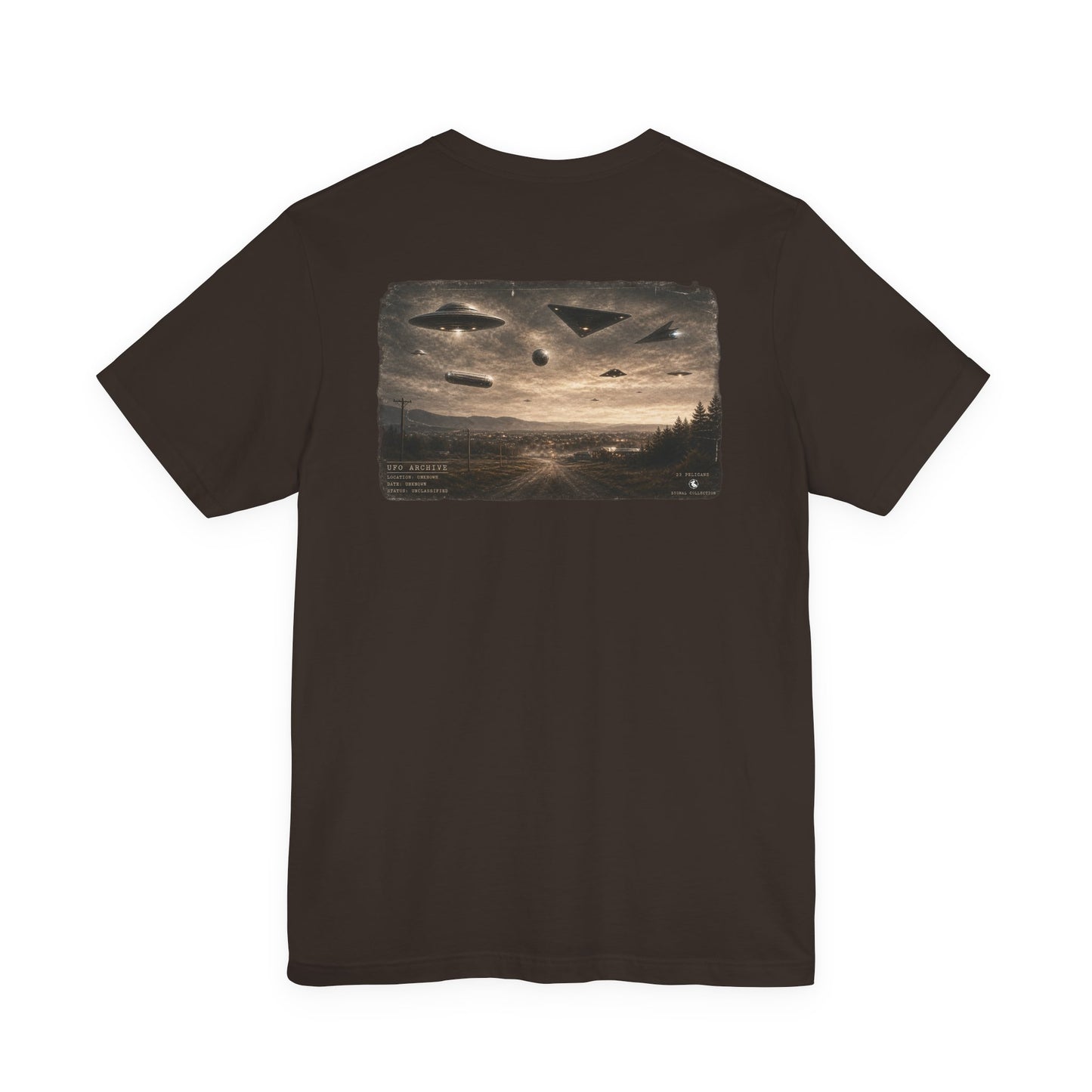 UFO Archive Tee | Unclassified Aerial Sightings Shirt | Tic Tac & Saucer Formation | 23 Pelicans