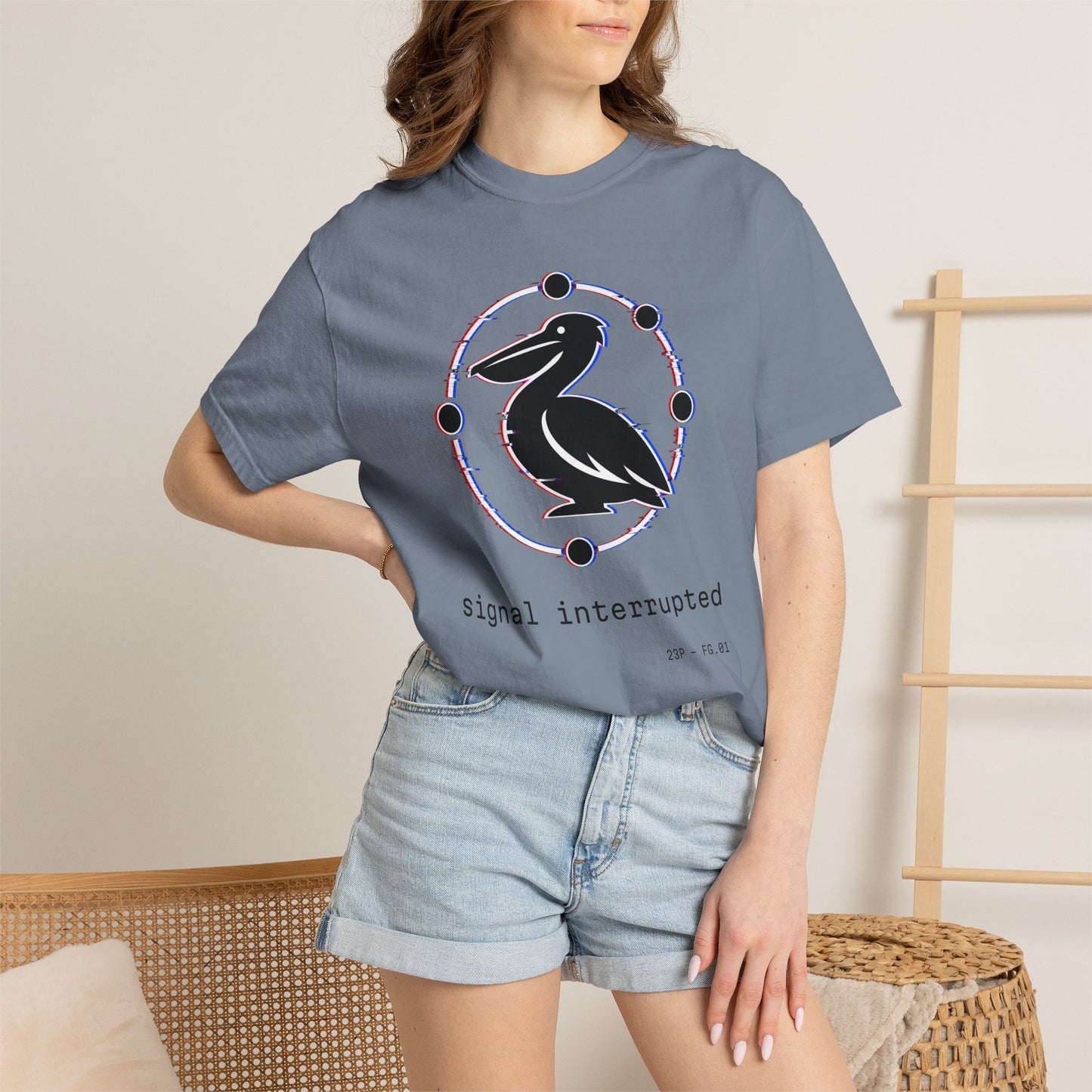 23 Pelicans Glitch Signal Tee | Minimal Distortion Logo Shirt | Glitch Reality Collection