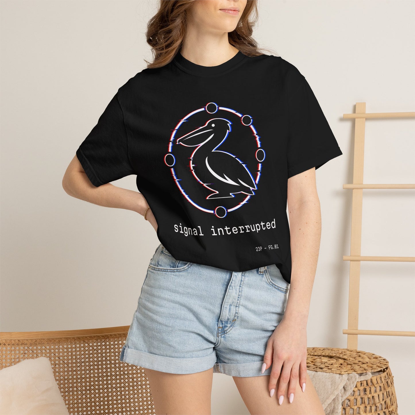 23 Pelicans Glitch Signal Tee | Minimal Distortion Logo Shirt | Glitch Reality Collection