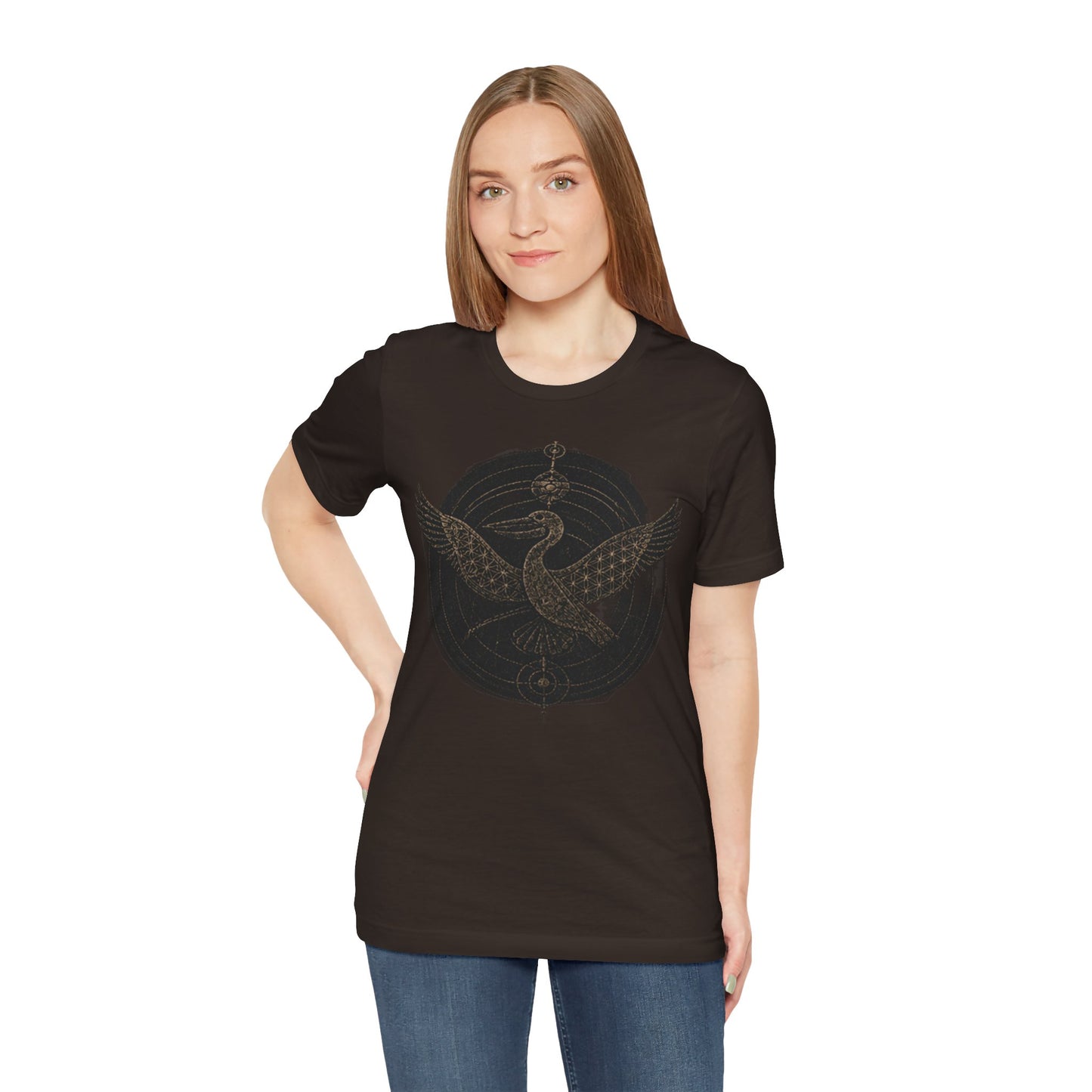 23 Pelicans Crop Circle Tee | Sacred Geometry Pelican Shirt | Premium Mystery Streetwear - fainted variant