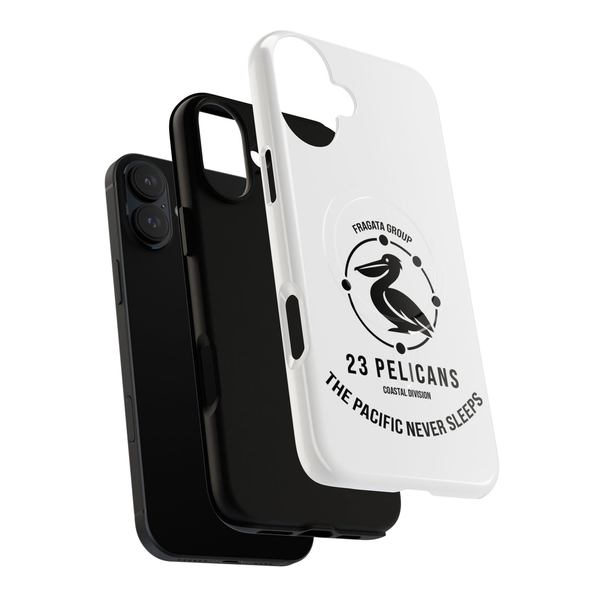 The Pacific Never Sleeps – White Phone Case | Pelican Signal | 23 Pelicans